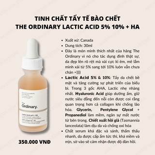 Tinh chất tẩy tế bào chết the ordinary lactic acid + ha 30ml