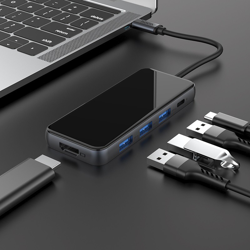 Bộ chuyển chuyển đổi đa năng từ Type-c sang USB 3.0 , HDMI , PD Hoco HB15