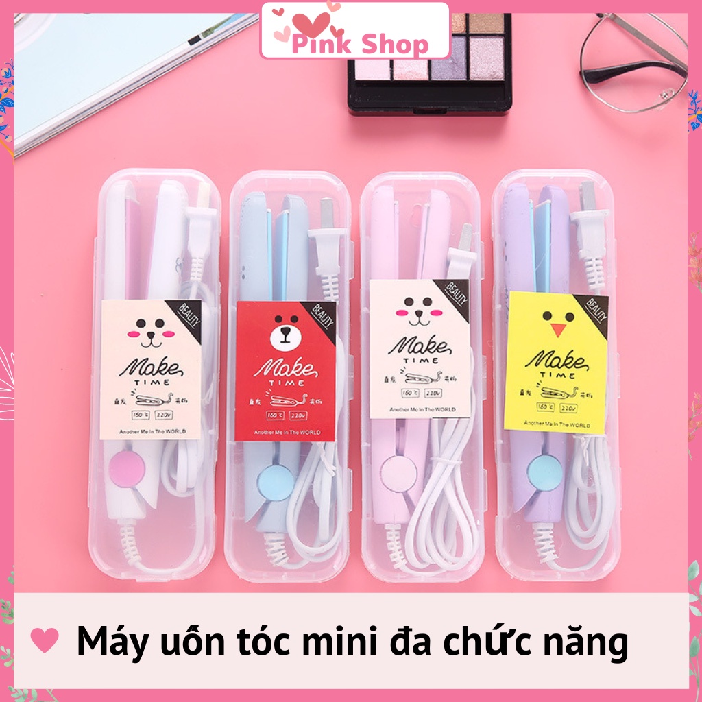 Máy uốn tóc, Máy duỗi tóc mini Pinkshop nhiều chức năng làm xoăn, cụp ép thẳng