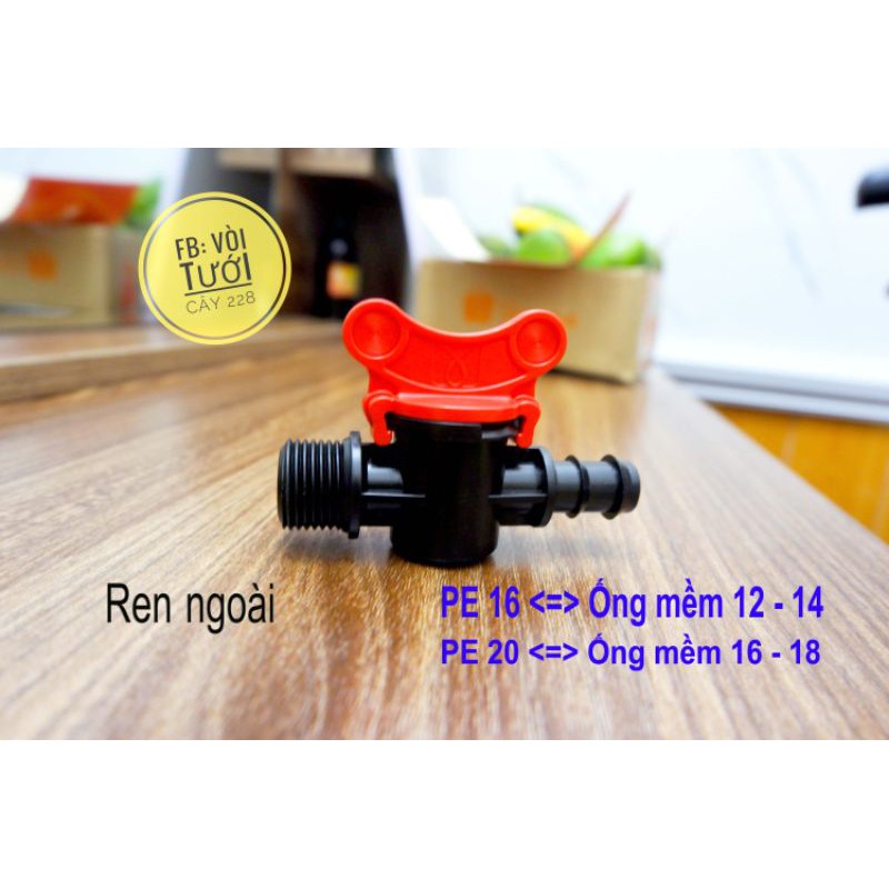 Van LDPE, 1 Đầu Ren Trong, Ren Ngoài 21, 27. 1 đầu cắm ống PE 16, 20