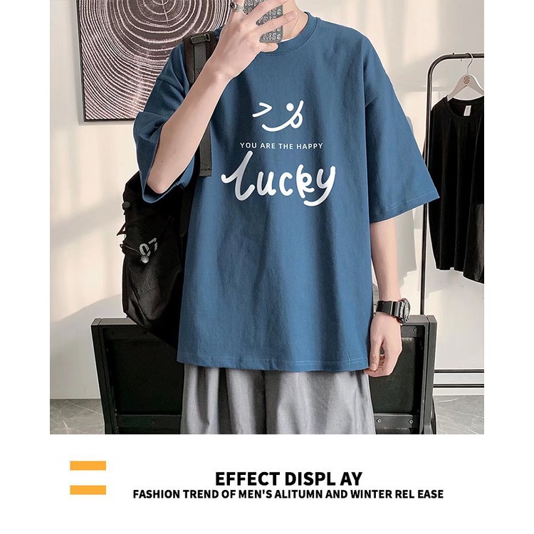 Áo thun nam chất cotton form tay lỡ in hình cá tính