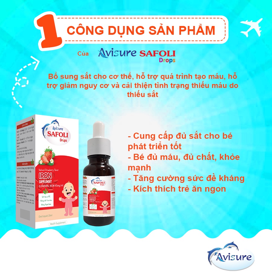 Avisure Safoli Drop Sắt hữu cơ nhỏ giọt cho bé 10ml