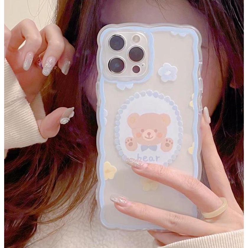 Ốp điện thoại iphone trong lượn sóng gấu nâu 6/6s/6plus/6splus/7/7plus/8/8plus/xs/11/12/13/14/pro/max/plus/promax TLS34