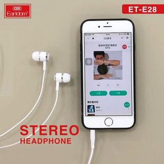 Tai nghe có dây Jack tròn E28, Tay nghe cho Iphone samsung núm cao su chống ồn chính hãng Earldom