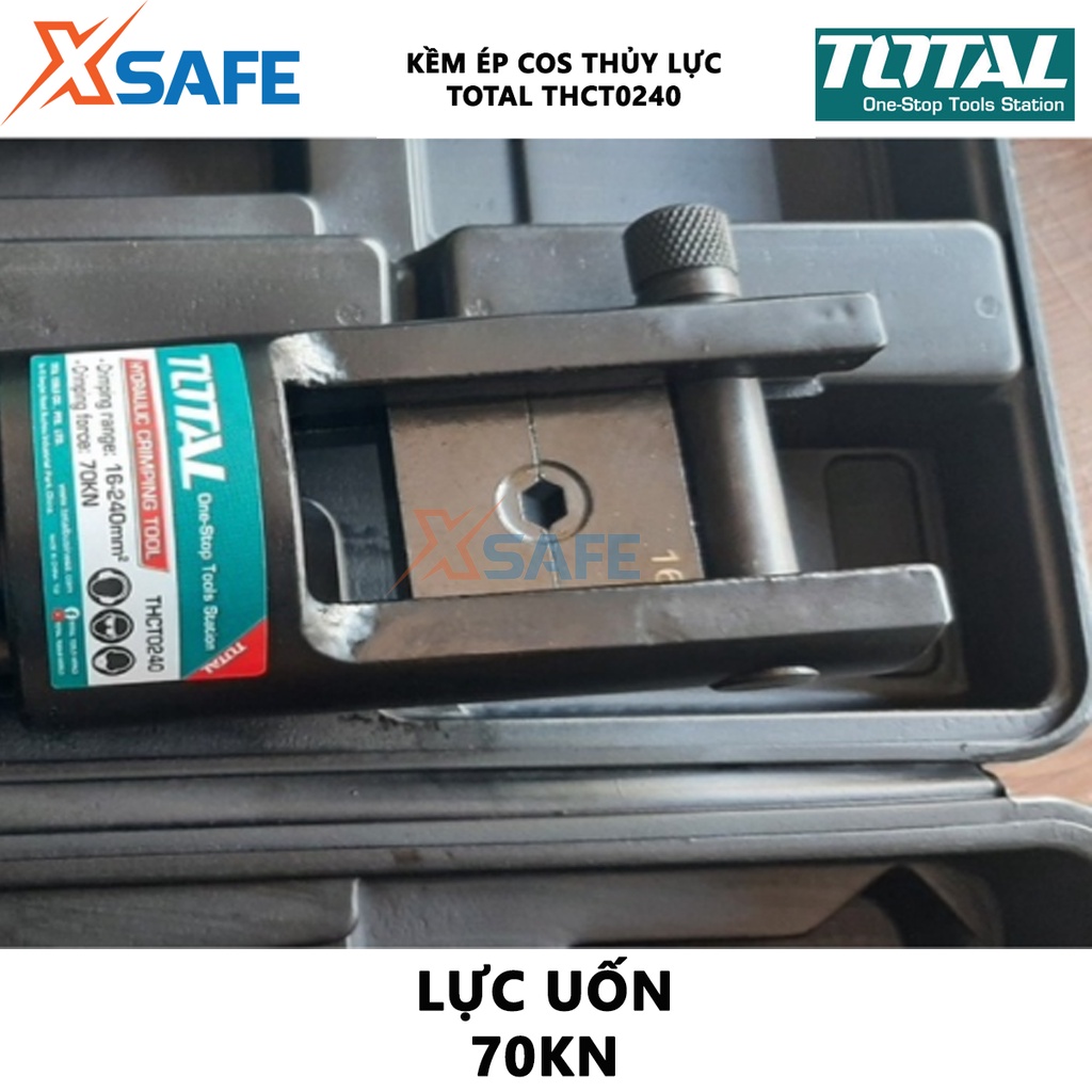Kìm ép cos thủy lực TOTAL THCT0240 | kềm thủy lực Phạm vi uốn: ống đồng 16-240mm², Lực uốn 70KN, Kích thước uốn 18mm, Ch