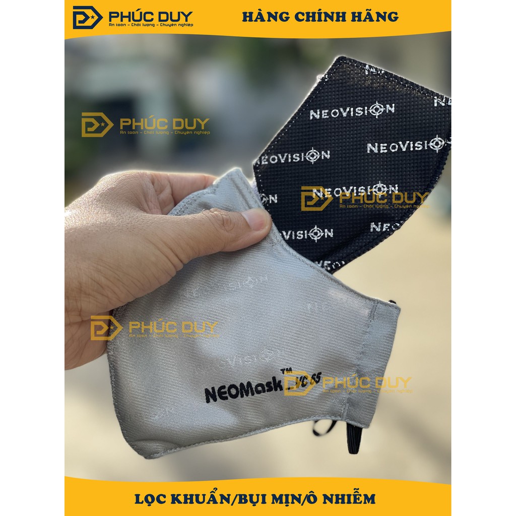 Khẩu trang NEOMASK  than hoạt tính  VC65 đeo tai xám THỜI THƯỢNG