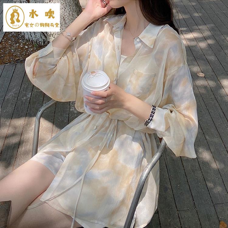 Bộ Áo Sơ Mi + Quần Short Ống Rộng Phong Cách Phương Tây Thời Trang Mùa Hè 2022 Dành Cho Nữ