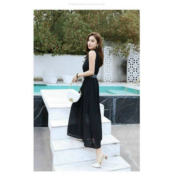 ĐẦM MAXI CỔ TRỤ KÈM NỊT Lh 0917399527