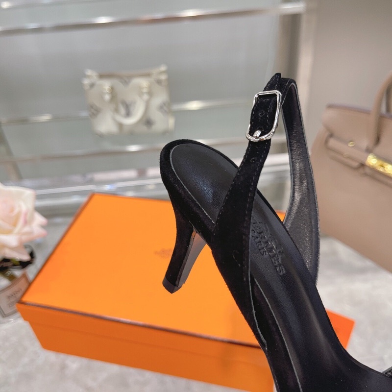 Sandal cao gót của nữ 7cm thương hiệu Hermes HM da thật cao cấp mẫu mới 2021