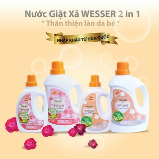 Nước giặt xả Wesser 2in1 hương phấn 3000ml (Màu cam,Hàng nhập khẩu)