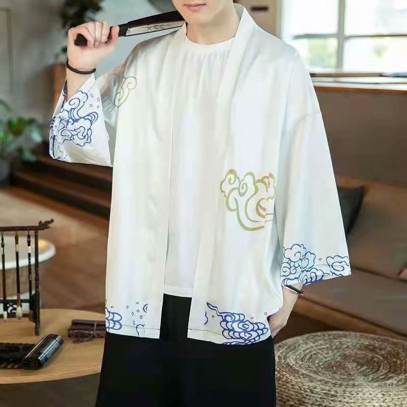 Áo Khoác Kimono Chống Nắng Dáng Rộng Họa Tiết Chim Hạc Phong Cách Retro Nhật Bản
