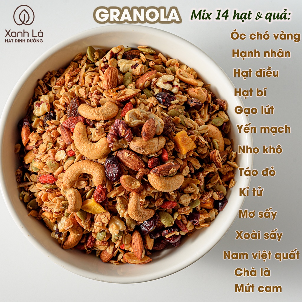 Granola Lợi Sữa XANH LÁ 250g - Hạt Ngũ Cốc Giảm Cân Mà Lợi Sữa Cho Mẹ Sau Sinh