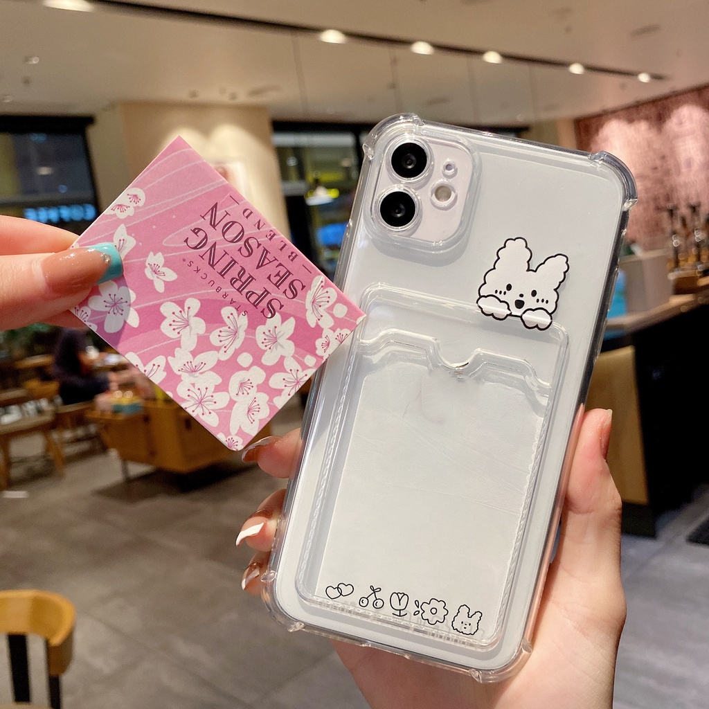 Ốp Điện Thoại TPU Mềm Chống Sốc Màu Trong Suốt Gắn Kèm Ngăn Đựng Thẻ Cho Iphone 11 12 13 13 Pro Max 7 8 Plus XS Max XR Pro Max X