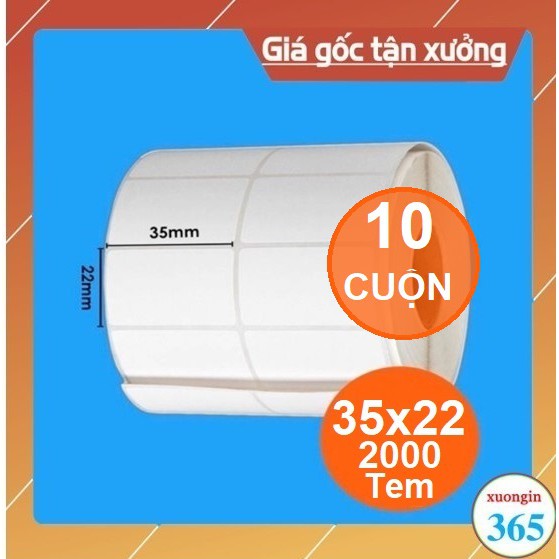 [COMBO 10 cuộn] Tem decal in nhiệt, decal mã vạch 35x22mm, 30m/cuộn