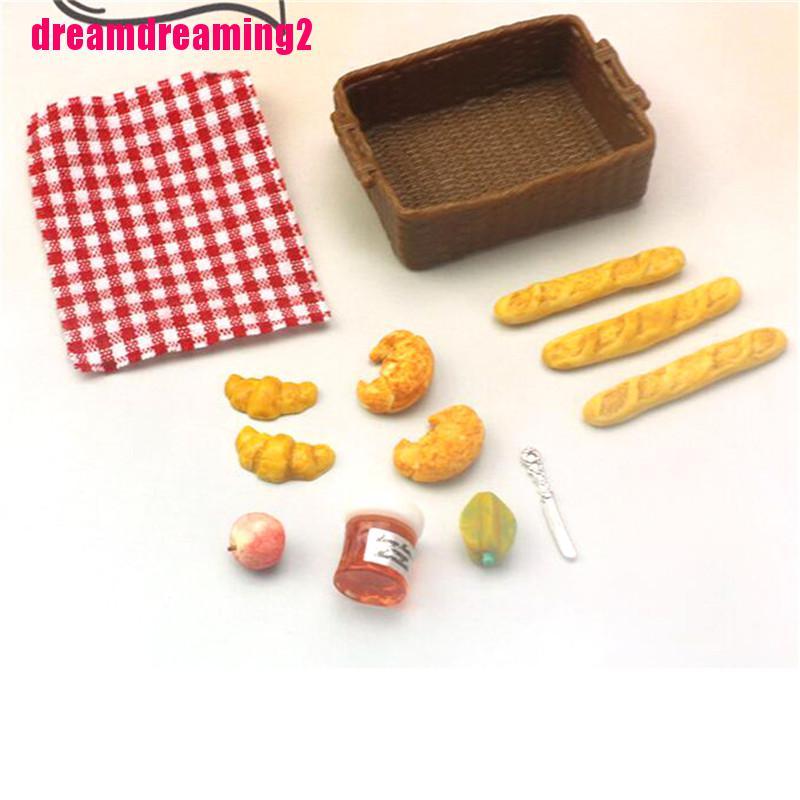 Giỏ đựng bánh mì nhỏ nhắn tỉ lệ 1: 12 trang trí nhà búp bê