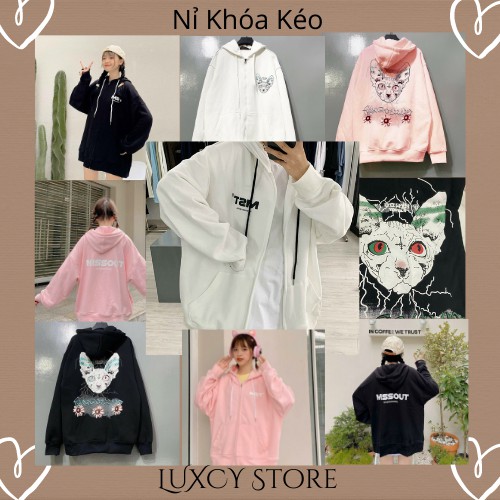 Áo khoác nỉ 🌸 Áo khoác hoodie dây kéo zip nam nữ form rộng Unisex chất nỉ ngoại 2 lớp dày dặn - LUXCY