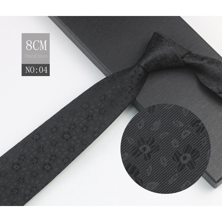 Cà Vạt 8cm Họa Tiết Kẻ Sọc Màu Đen Có Khóa Kéo Thời Trang Công Sở Cao Cấp Cho Nam