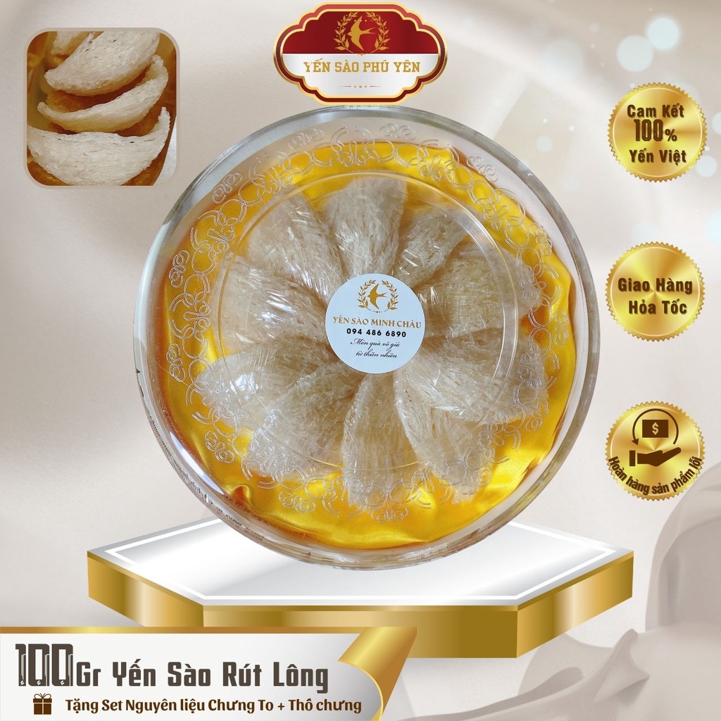 Yến Sào Rút Lông Nguyên Tổ 100gr 🎁 thố chưng+ nguyên liệu chưng cao cấp!