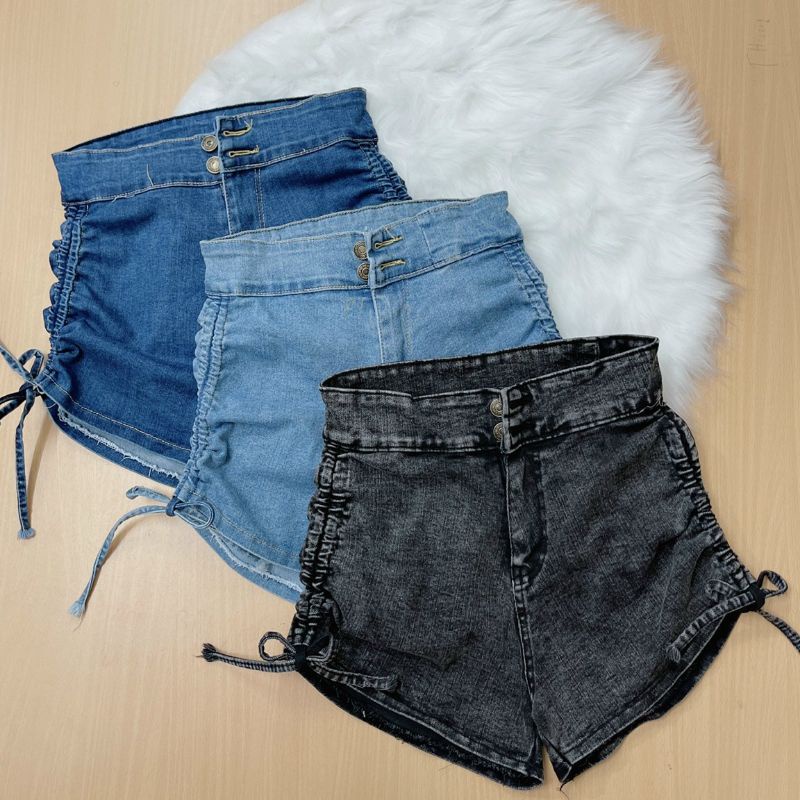 Quần jeans rút dây 2 bên, quần đùi rút dây vải  jeans - S7U