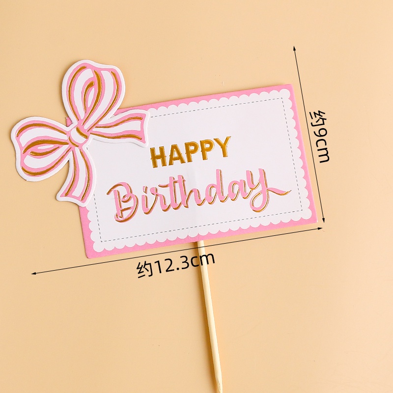 Phụ Kiện Cắm Bánh Sinh Nhật Hình Chữ Happy Birthday Phối Ren Nhiều Màu