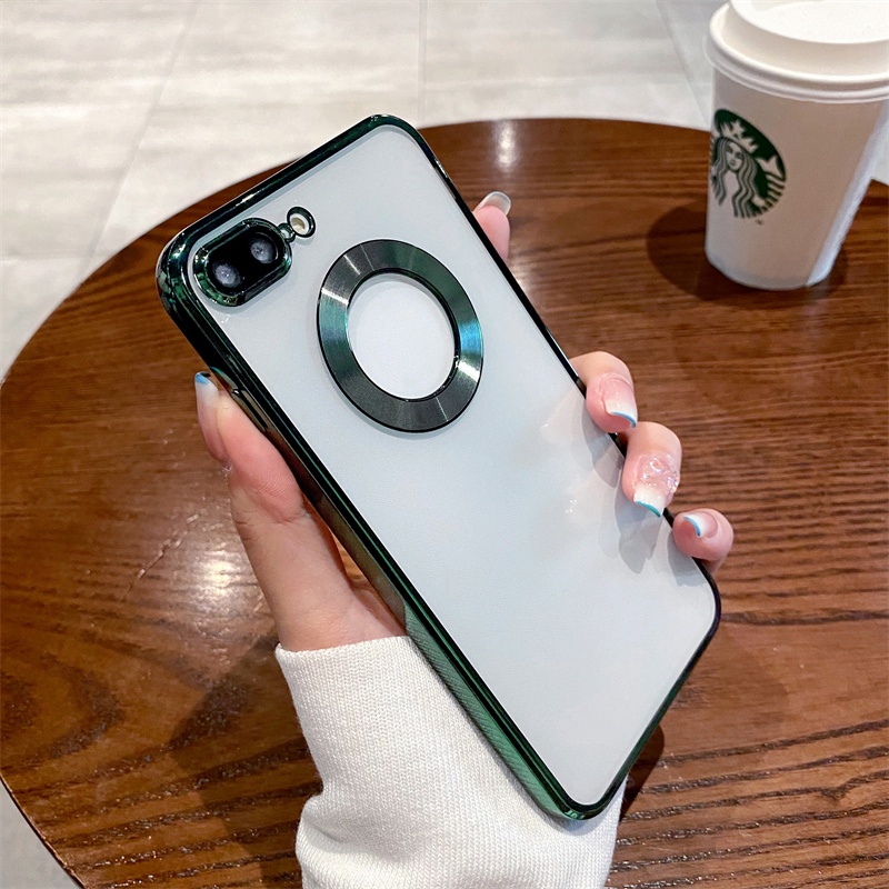 Ốp Điện Thoại Mềm Trong Suốt Viền Mạ Màu Xanh Lá Alpine Cho iPhone 7 8 Plus se 2020 2022 X XR XS MAX ip8