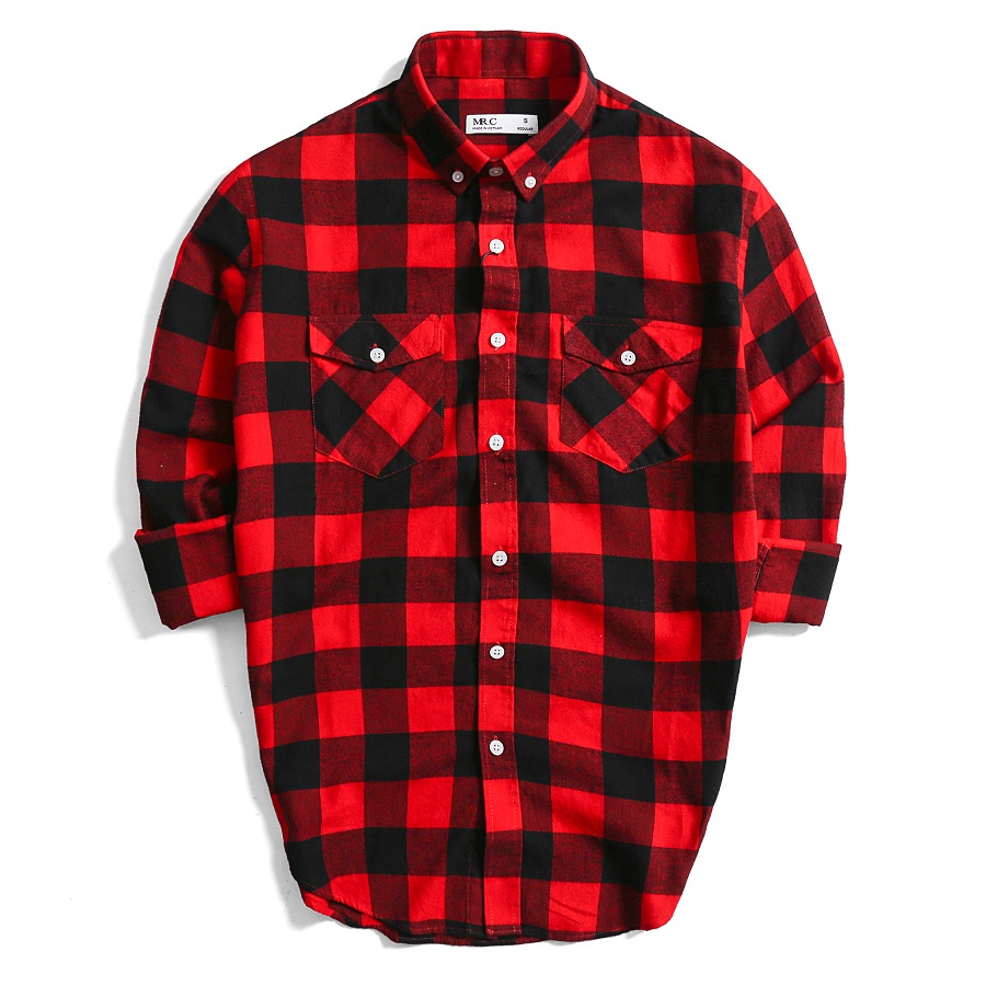 Áo sơ mi kẻ sọc caro tay dài MRC 220308 chất Flannel cao cấp mềm mịn thoáng mát form basic - MENFIT