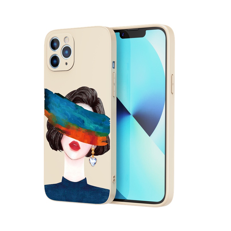 Ốp lưng iphone Ốp điện thoại SUNTAIHO bằng silicon mềm họa tiết cô gái thích hợp cho iPhone 13 12 11 Mini Pro X XR XS Max 7/8 Plus