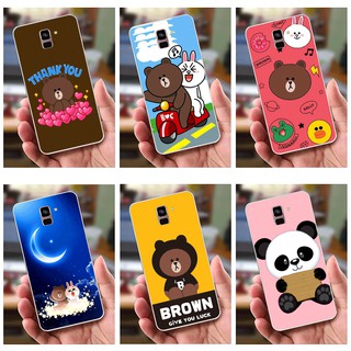 Ốp lưng Samsung A8 Plus (2018) (dẻo viền trắng trong) - Hinh Gấu Brown, Panda Cực Dễ Thương