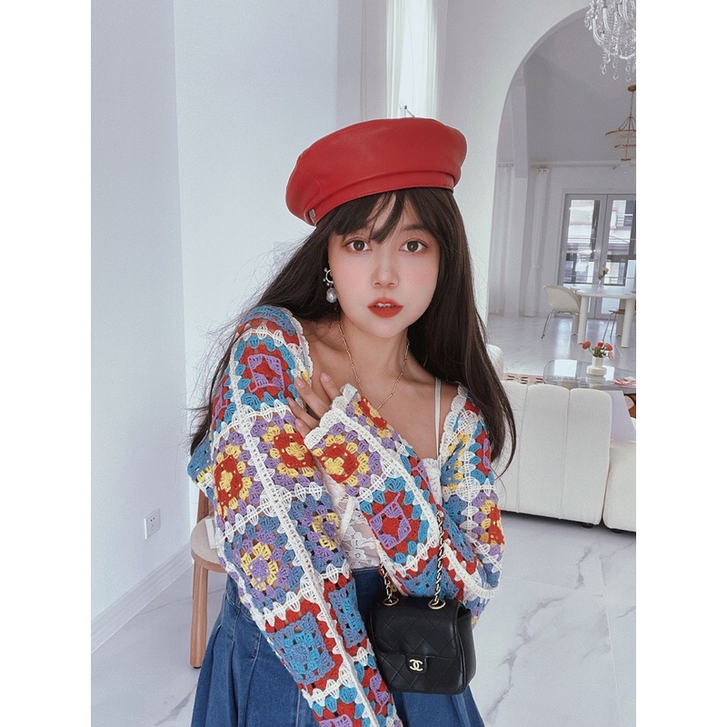 Áo Len Họa Tiết Thổ Cẩm LSEOUL K0333 Chất Dày Dặn Trẻ Trung Nữ Tính Đáng Yêu