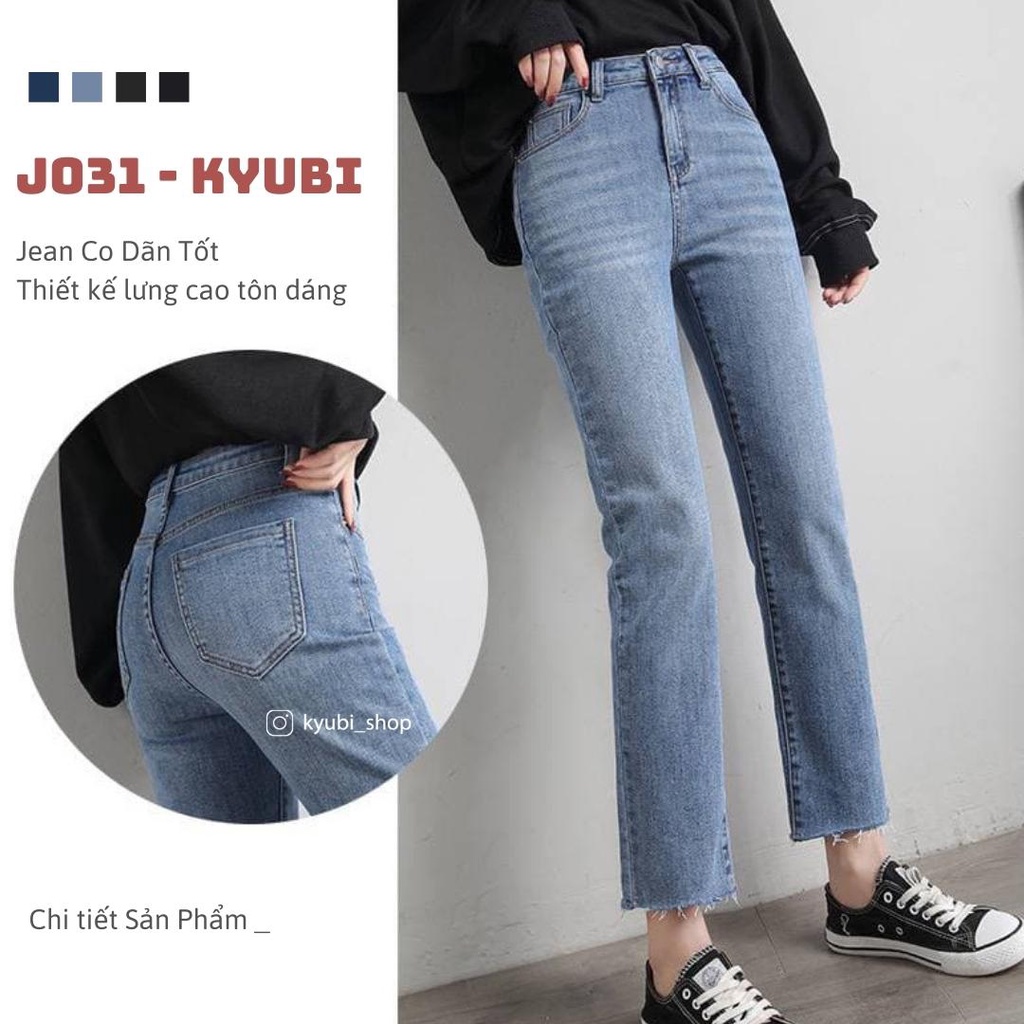 Quần jeans ống đứng co giãn Kyubi (nhiều size) - quần bò nữ form đứng co dãn phong cách Ulzzang JO31 | WebRaoVat - webraovat.net.vn