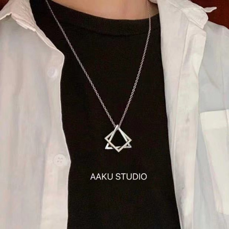 Dây chuyền thép titan mặt hình học thời trang Hàn Quốc C325