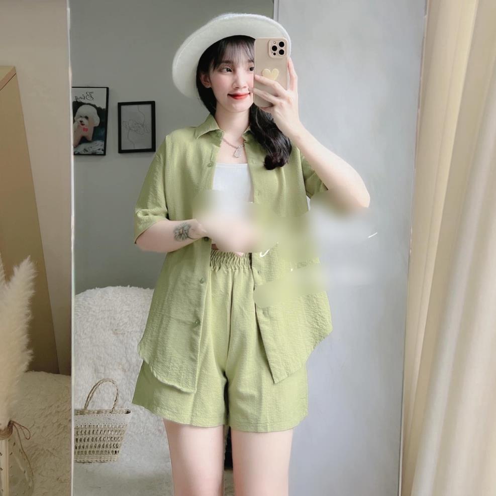 ✔ 𝗙𝗥𝗘𝗘 𝗦𝗛𝗜𝗣  SET 3 MÓN SƠ MI XANH CỐM MIX QUẦN ĐÙI KÈM ÁO 2 DÂY