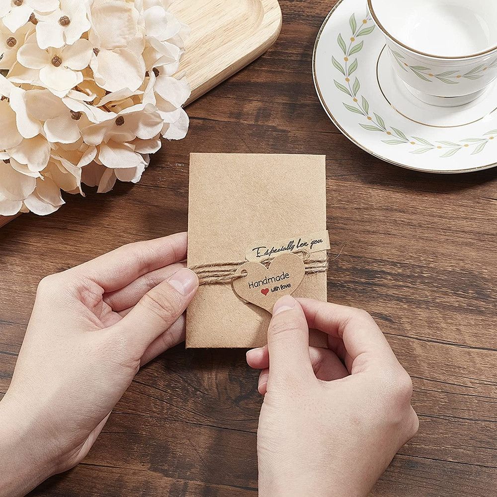 YIYU Set 100 nhãn dán trang trí hộp quà làm từ giấy màu trắng kẹo hình trái tim phong cách vintage đáng yêu độc đáo