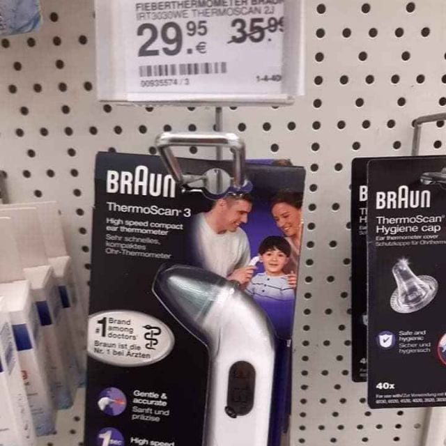 Nhiệt kế hồng ngoại đo tai Braun Thermoscan 3IRT 3030 ( có sẵn)( Hàng mua ở store Đức - chính hãng) có xuất hóa đơn đỏ