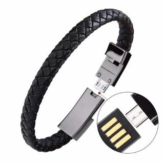 [GB.TECH] Leather Micro USB / Type-C / Lightning Bracelet Data Sync Cord Charging Cable for IOS Android