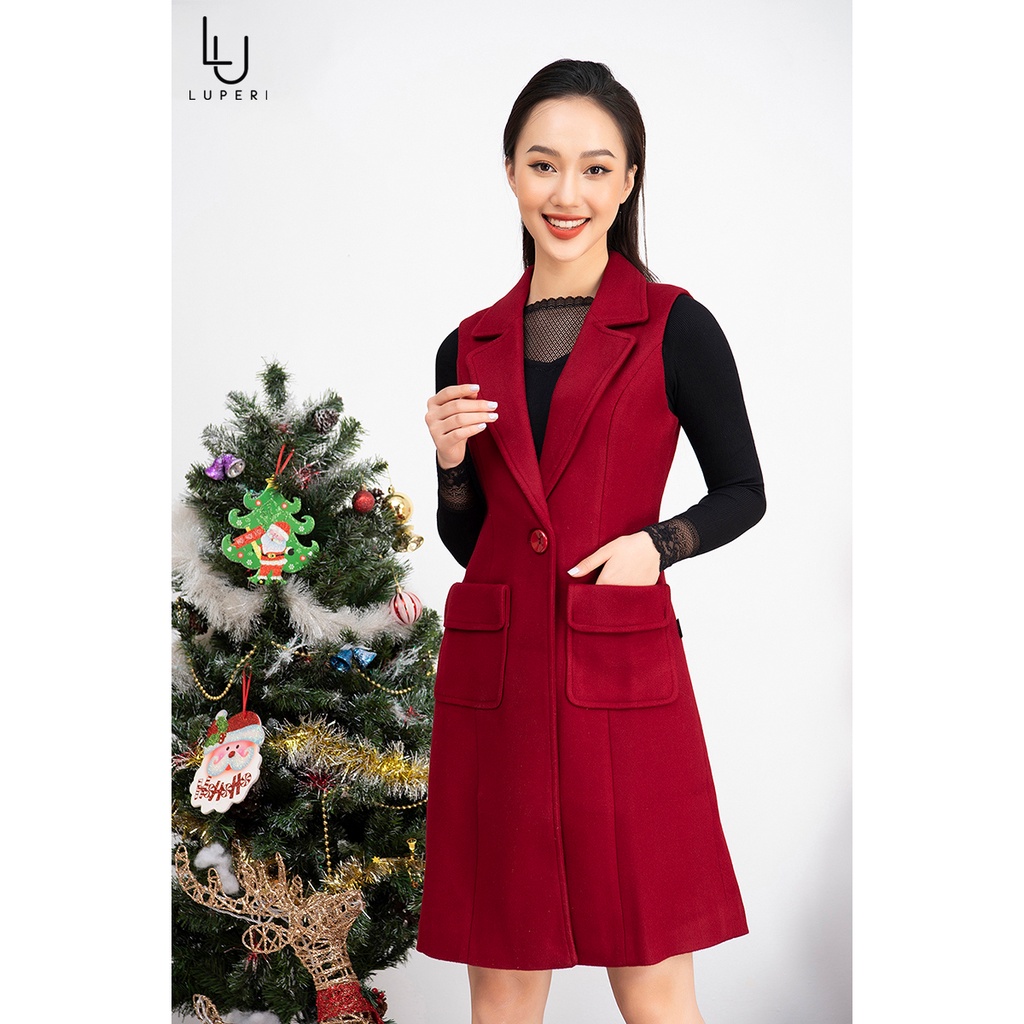 Áo Khoác Măng Tô Dáng Dài Sát Nách Túi Hộp LUPERI LFMT068