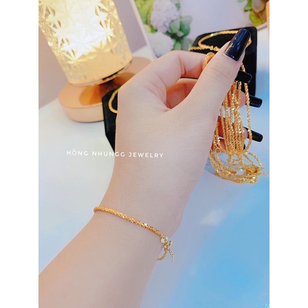 Lắc tay, chân xù bạc ý 925, phủ và.ng 18k HNJ