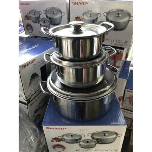 Bộ 3 Nồi INOX Sharp Cao Cấp