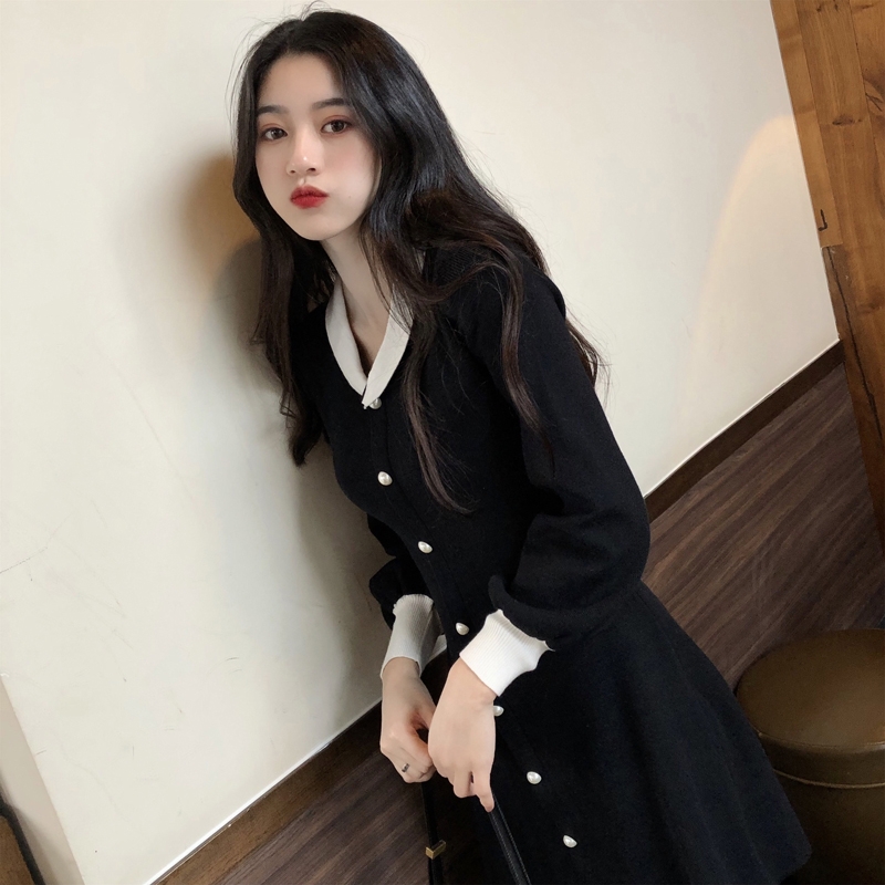 Đầm tay dài xẻ cổ chữ V phong cách thời trang Pháp 2020 | BigBuy360 - bigbuy360.vn