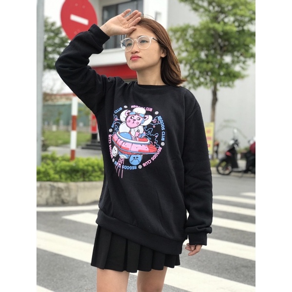 Áo Sweater nam nữ fom rộng unisex chất nỉ bông in hình đĩa bay oversize đến 68kg mặc vừa phong cách Hàn Quốc AT 1122