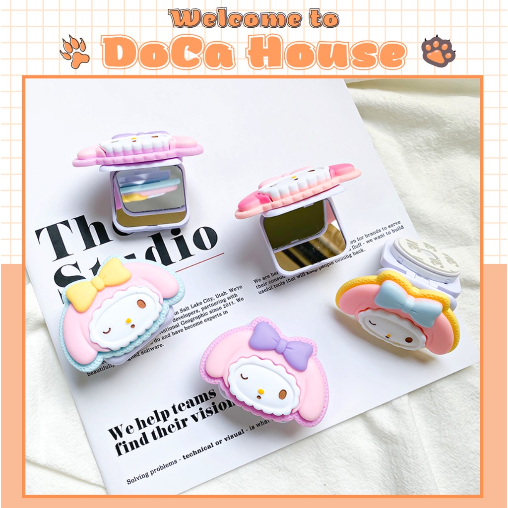 Giá đỡ chống lưng điện thoại popsocket kèm gương hoạt hình đáng yêu - DoCa