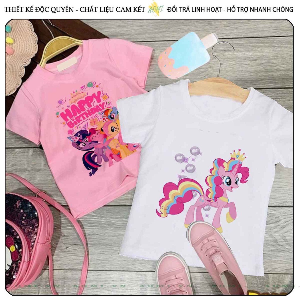 ÁO THUN UNISEX little pony PHÔNG TRẮNG TAY NGẮN NAM NỮ GIA ĐÌNH CẶP ĐÔI SIZE TRẺ EM BÉ TRAI GÁI AOMIVN