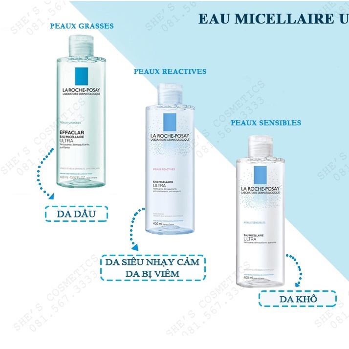 [CHÍNH HÃNG] Nước tẩy trang La Roche-Posay cho da da dầu &amp; nhạy cảm Micellar Water 400ml