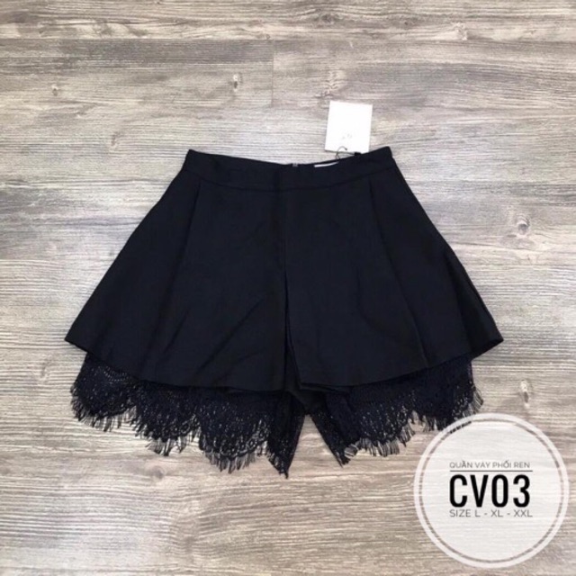 (55-90kg) BIGSIZE Quần váy phối ren CV03 MÀU SẮC trắng - đen