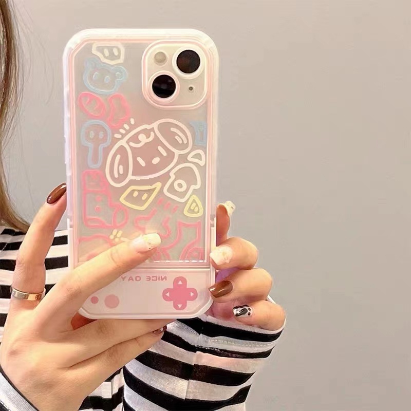 Vỏ giá đỡ dễ thương tương thích cho điện thoại iphone 14 13 12 pro max 11 xs xr x 8 7 plus vỏ mềm trong suốt bảo vệ silicon tpu trong suốt