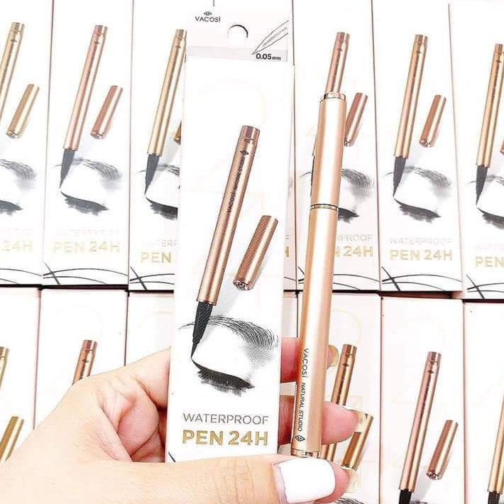 Kẻ mắt nước Vacosi 24h Waterproof Pen Rose Gold + Tặng Chì Kẻ Mắt Dạng Gel Vacosi (Silver)