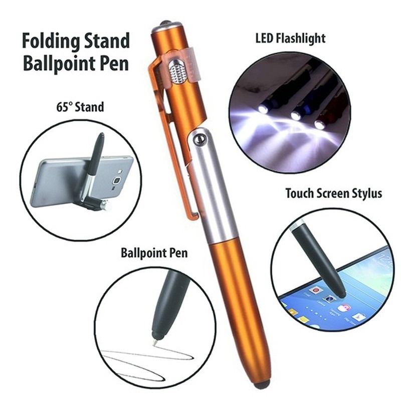 Bút Bi Có Đèn LED Và Giá Đỡ Điện Thoại Đa Năng 4 Trong 1 1 Cái