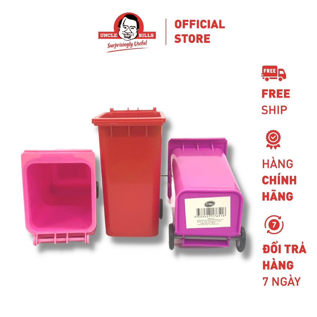 Thùng Rác Nhựa Nhỏ Có Bánh Xe Uncle Bills TM0336