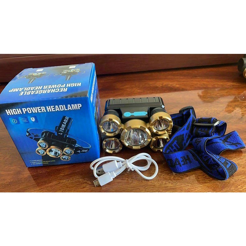 Đèn pin đội đầu 5 bóng led siêu sáng