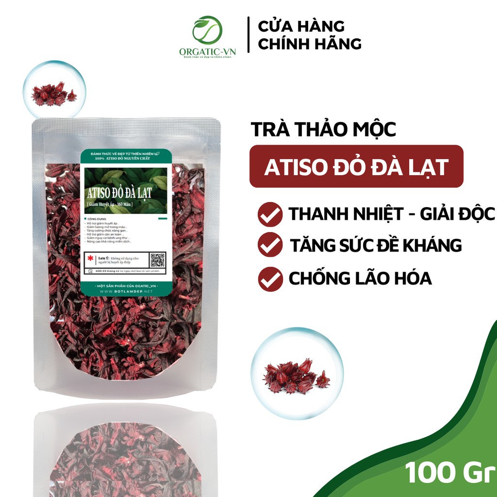 Trà Hoa Atiso Đỏ Đà Lạt ( Hibicus ) sấy khô hàng đẹp -  Gói 100g